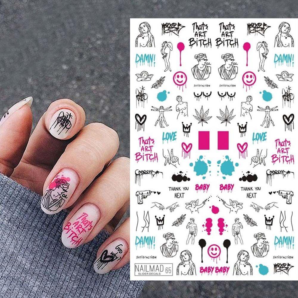 OCEANMAP Miếng Dán Trang Trí Móng Tay 3D DIY Hình Chân Dung Trái Tim Xinh Xắn