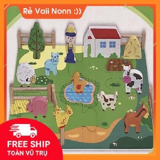Đồ chơi lắp ráp gỗ trang trại của bé winwintoys 62522