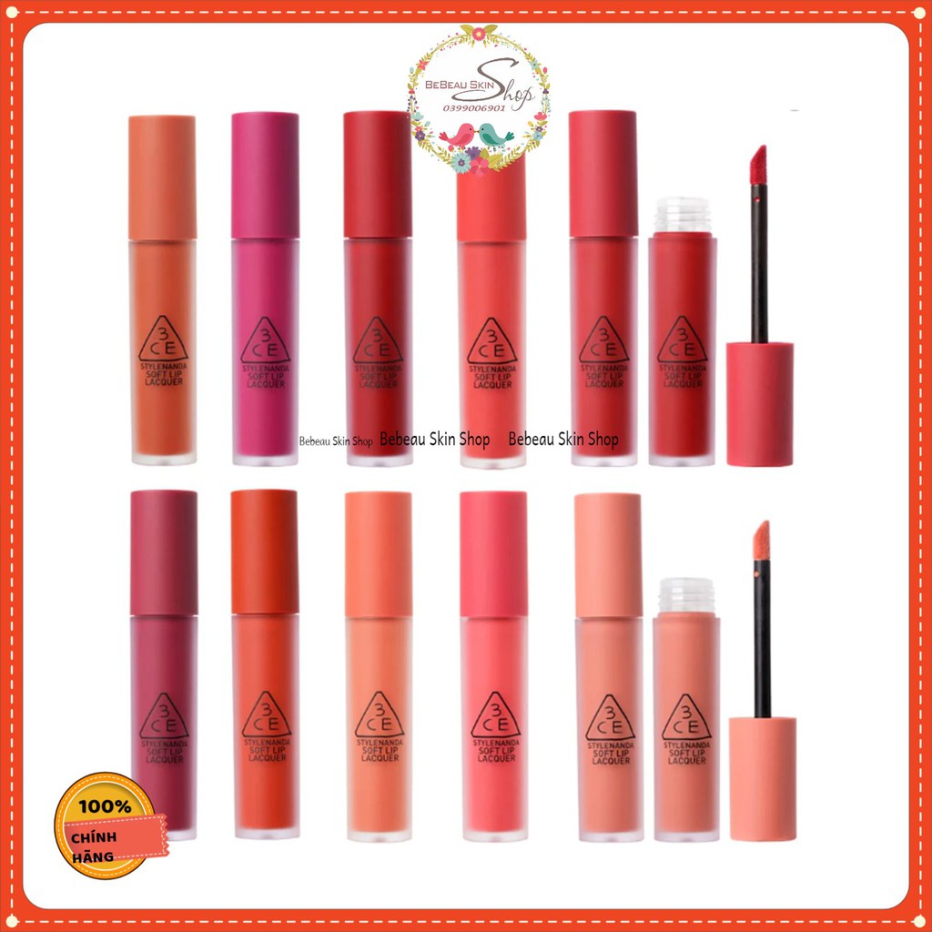 (Auth) Son kem 3ce Soft Lip Lacquer