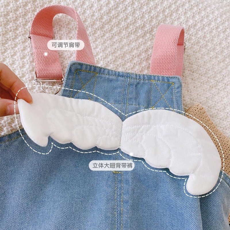 Yếm bò lót nỉ kèm hoạ tiết cánh thiên thần dành cho bé gái | BigBuy360 - bigbuy360.vn