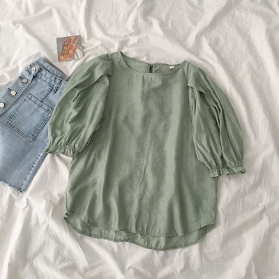 Áo sơ mi mỏng cổ nơ ulzzang 1068