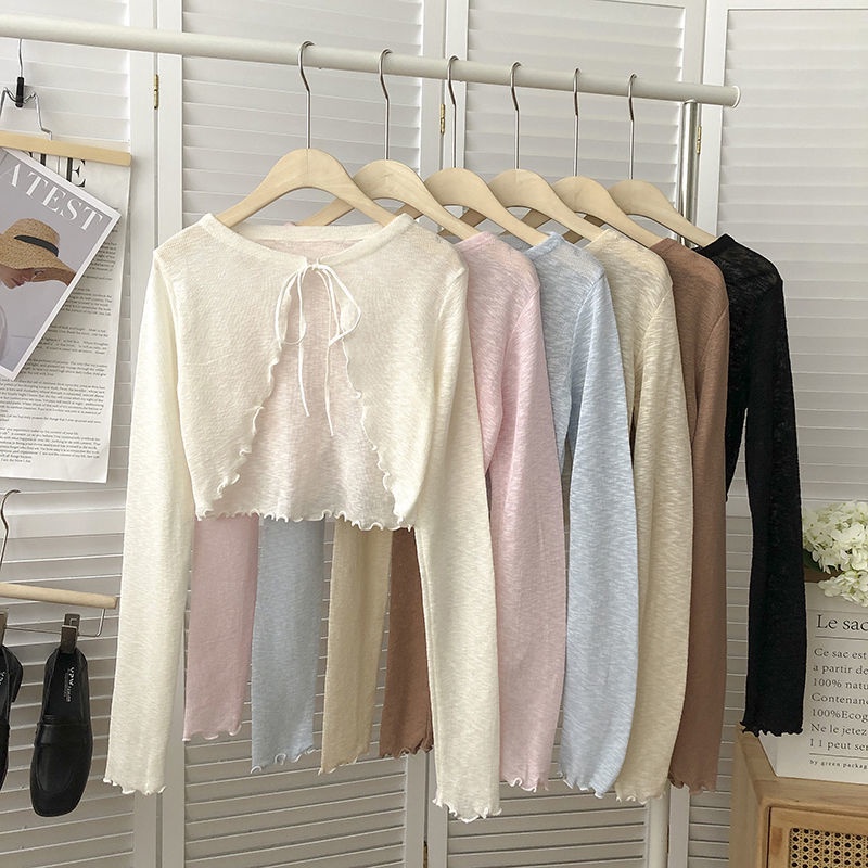 Áo Khoác Cardigan Tay Dài Chống Nắng Cột Dây Thời Trang Mùa Hè Cho Nữ