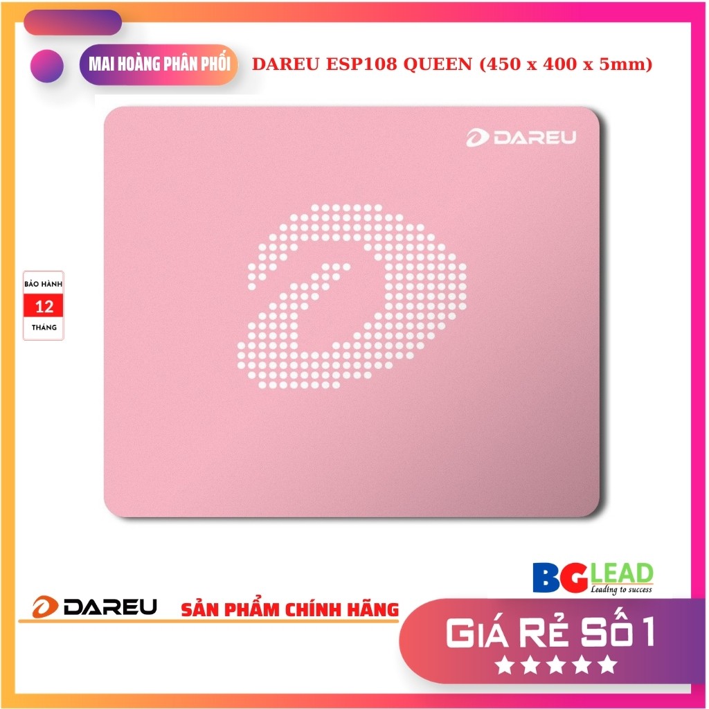 Bàn di chuột DAREU ESP108 QUEEN (450 x 400 x 5mm) - Sản phẩm chính hãng| Mai Hoàng nhập khẩu, phân phối và bảo hành