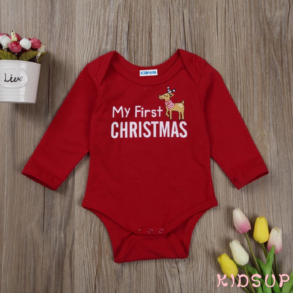 Áo Liền Quần In Chữ My First Christmas Đáng Yêu Cho Bé