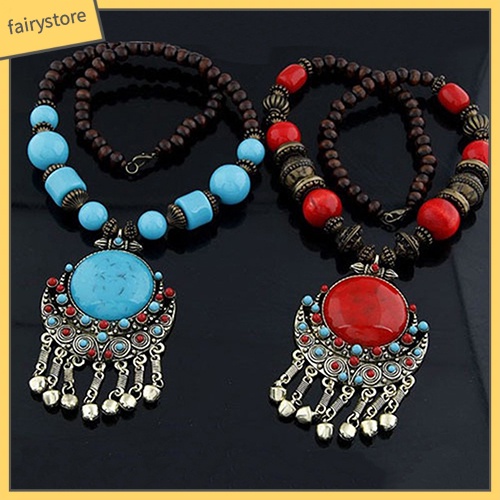 Dây Chuyền Mặt Hình Tròn Phối Tua Rua Phong Cách Bohomian Thời Trang Nữ Độc Đáo