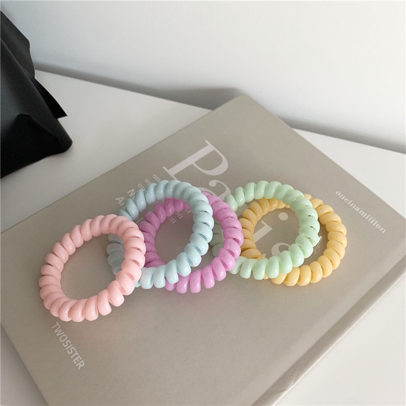 Dây Buộc Tóc Cao Su Kiểu Dây Điện Thoại Nhiều Màu Sắc Ngọt Ngào Cho Nữ