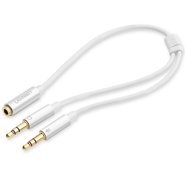 Dây Audio chuyển tai nghe 3.5mm sang 2 đầu Mic và Tai nghe đầu mạ vàng dài 20CM UGREEN AV140 10790 - Hàng chính hãng