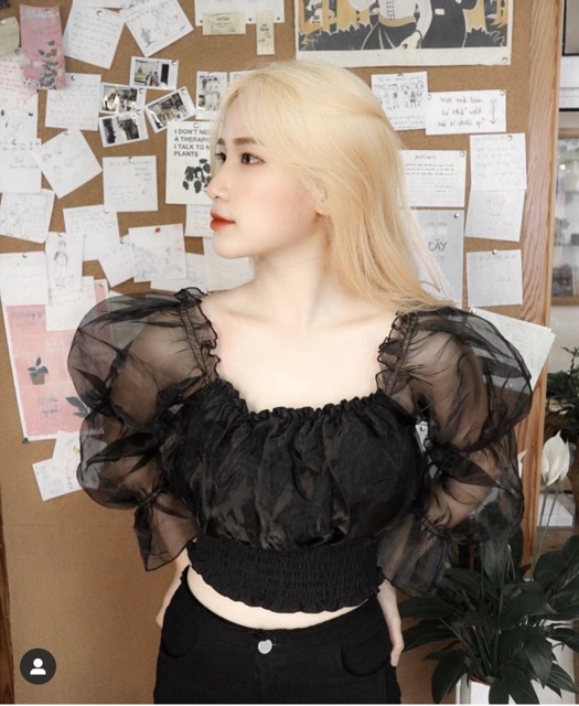 ÁO CROPTOP PHỐI TAY TƠ OGANZA