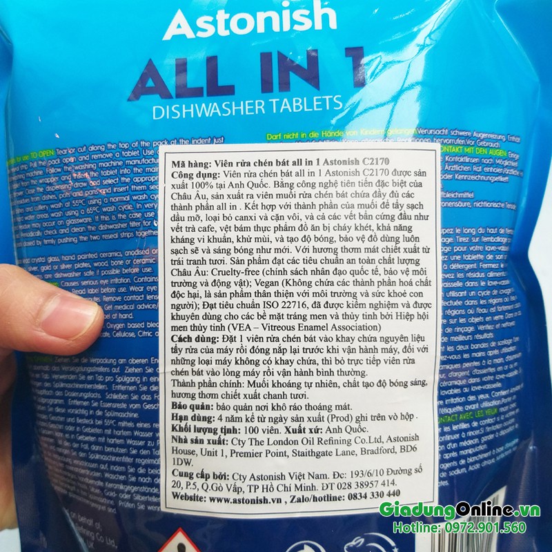 Viên rửa chén bát all in 1 Astonish C2170 42 viên