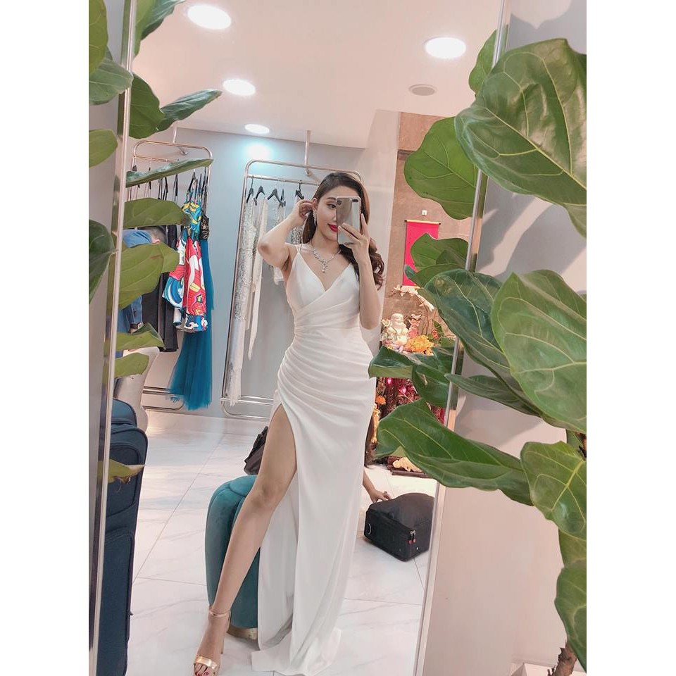 Đầm maxi xẻ tà cổ đắp đi biển, đi tiệc / Đầm maxi hàng thiết kế | BigBuy360 - bigbuy360.vn