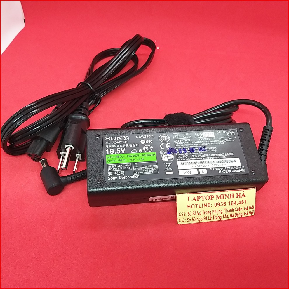 Sạc Sony Vaio VGP-AC19V32 VGN-NW11Z/T VGN-NW11Z/S VGN-NW11S/T chính hãng,có logo vaio. tặng kèm dây nguồn