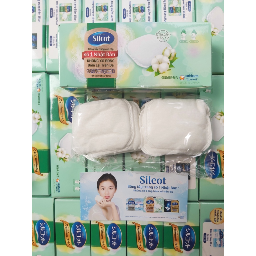 Bông tẩy trang Silcot cao cấp - hộp 10 miếng