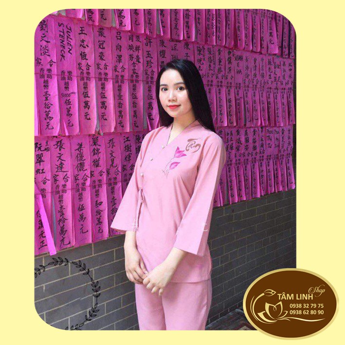 Đồ Lam Đi Chùa_Xéo Nơ Vẽ Hoa