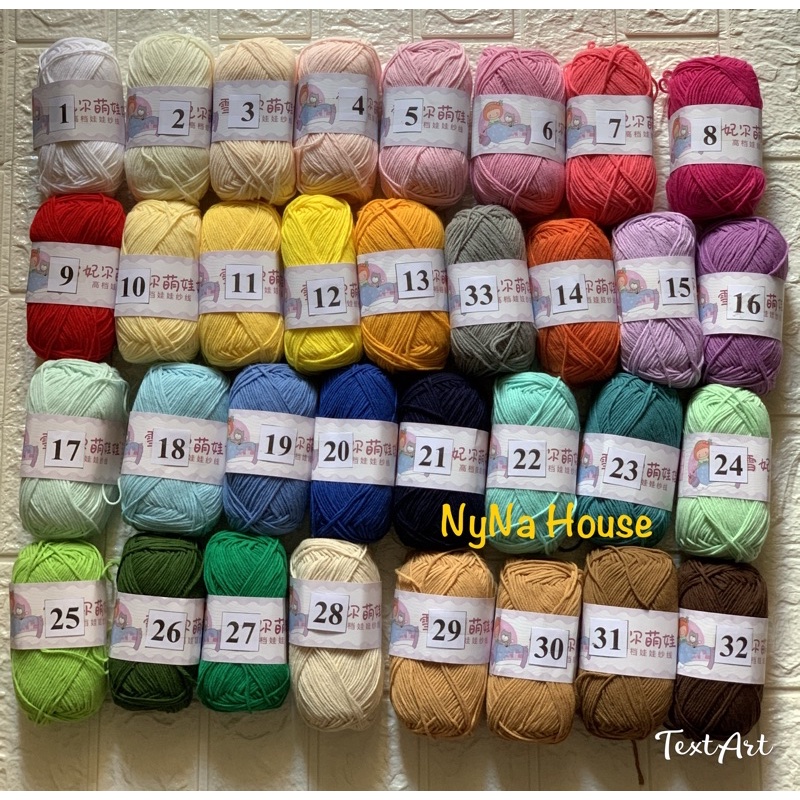 Len Baby yarn móc thú, búp bê, móc khoá, dùng an toàn cho bé( mã 01 - 33)