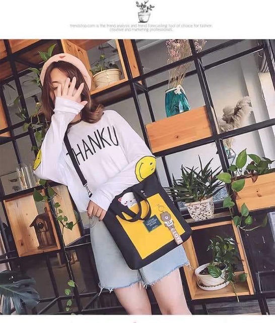 Túi tote thời trang chú mèo tai hồng