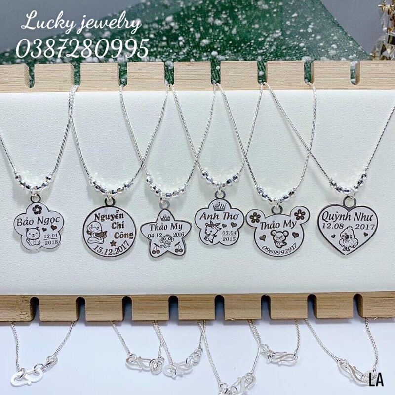 Dây chuyền khắc tên - Vòng cổ khắc tên cho bé siêu dễ thương bạc ta nguyên chất kèm ảnh thất