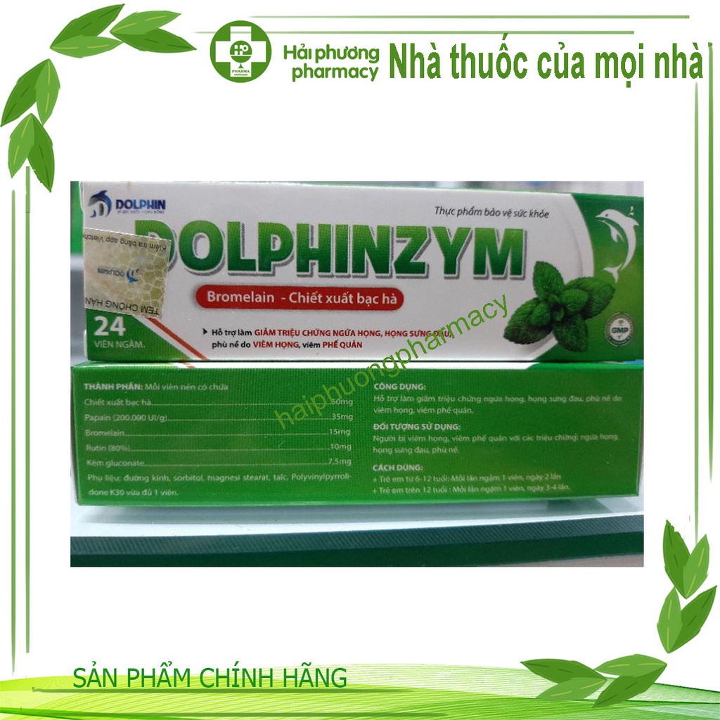 Dolphinzym Hỗ Trợ Giảm Ho Trừ Đàm Ngừa Viêm Họng Sưng Đau Phù Nề Cho Người Lớn Và Trẻ Nhỏ - DOLPHIN