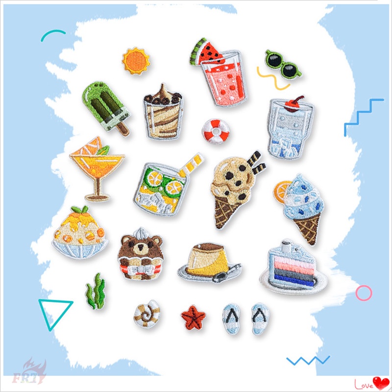 ♥ Miếng Dán Tự Dính Hình Ly Trà Chiều Xinh Xắn ♥ 1 Sticker Ủi Thêu Hình Cây Kem