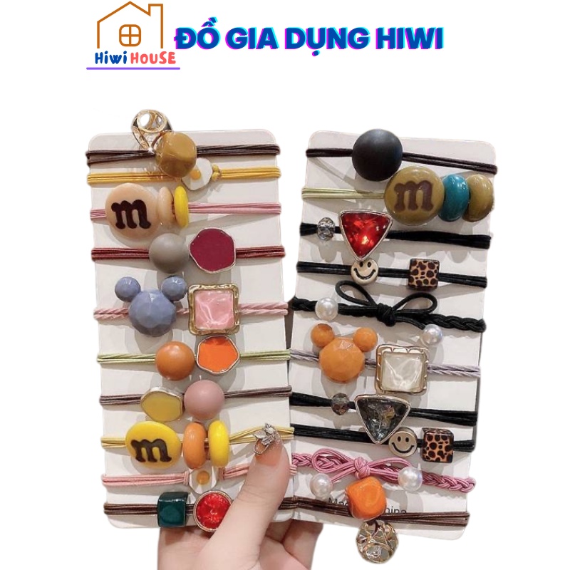 Dây Buộc Tóc, SET 12 dây buộc tóc Phong Cách Hàn Quốc Nhiều Màu