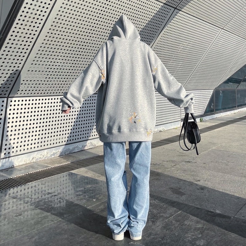 ÁO HOODIE VẨY SƠN THỦ CÔNG MÀU XÁM&lt;br&gt;