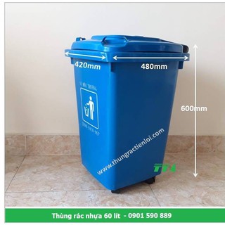 Thùng rác nhựa 60 lít màu xanh dương