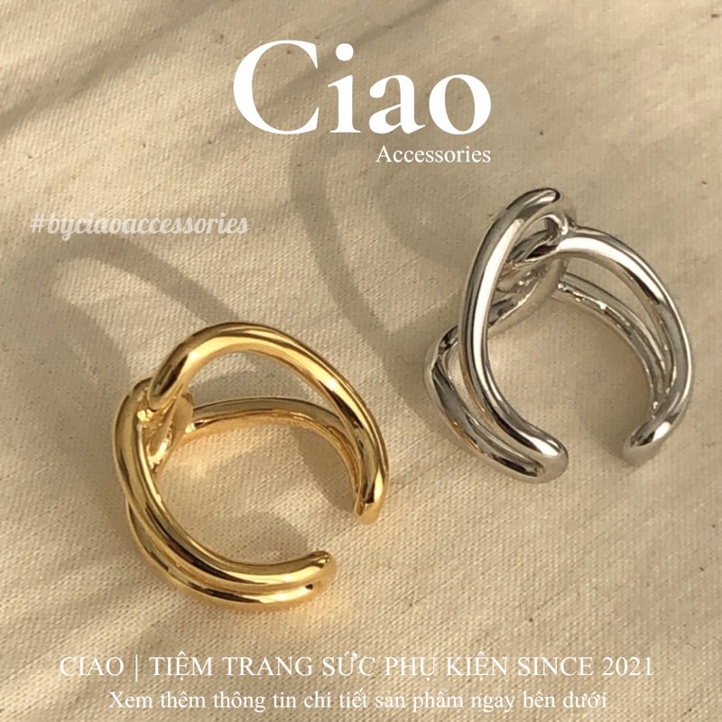 [HOẢ TỐC 1H] Nhẫn mạ bạc S925 thiết kế hoạ tiết xoắn mã 28 phong cách trendy Ciao accessories