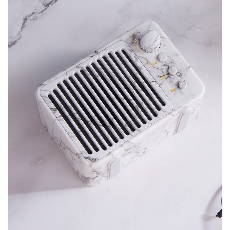 Loa Bluetooth Mini Không Dây Bass Mạnh Mẽ Họa Tiết Đá Cẩm Thạch Phong Cách Retro
