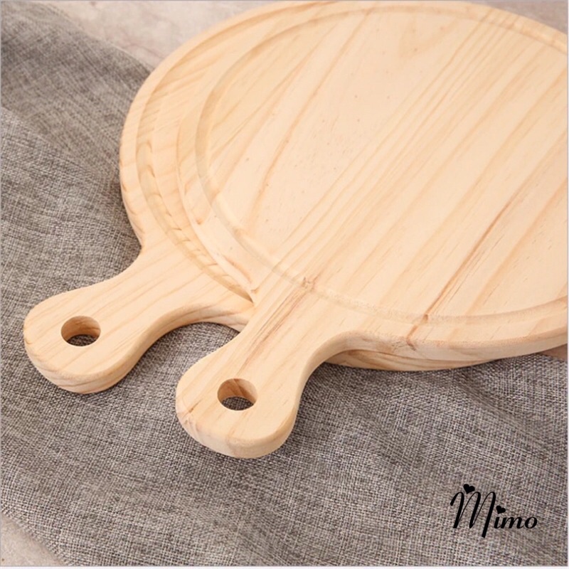 Thớt gỗ decor hình tròn có tay cầm phụ kiện trang trí, chụp ảnh, khay trà bánh, đựng pizza...2 kích thước lựa chọn