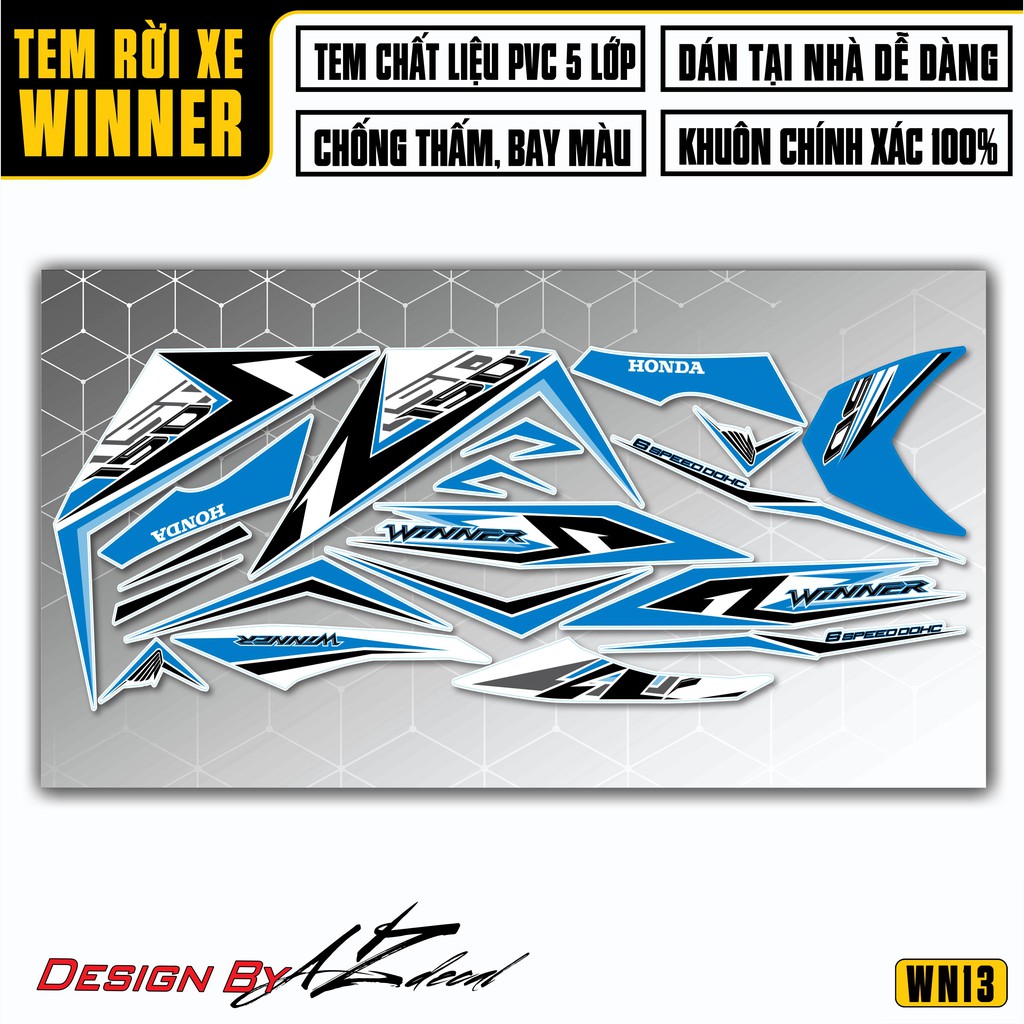 Tem Rời Winner 150 Mẫu Speed Cách Điệu | 2WN13 | Decal Chế Chất Liệu PVC Chống Nước, Chống Bay Màu