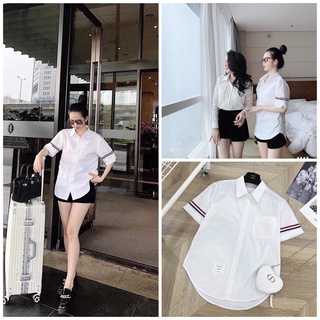Áo Sơ mi trắng cổ bẻ tay sọc,hàng bao đẹp.