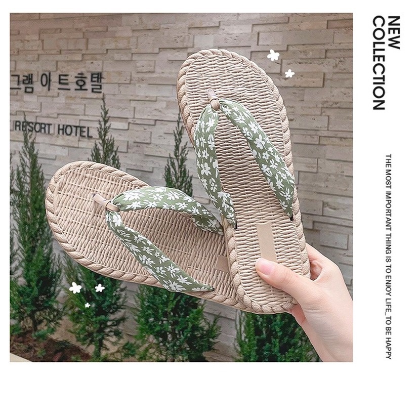 Dép Xỏ Ngón Đế Bằng Họa Tiết Hoa Phong Cách Nhật Bản Thời Trang Đi Biển Mùa Hè Cho Nữ