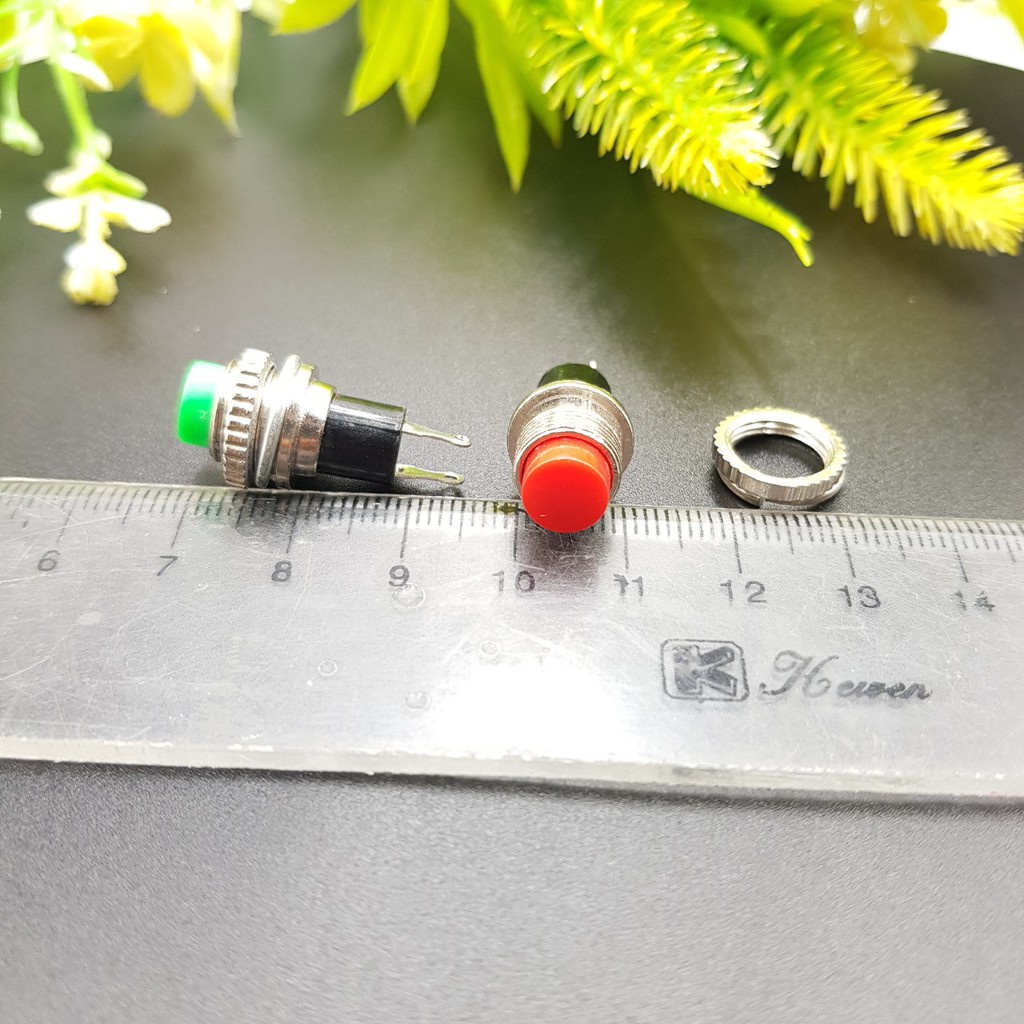 Nút Nhấn Đề 10MM🍀Công Tắc Nhấn Nhả Dùng Cho Mạch Quạt Mạch Trễ🍀Núm Nhấn 10MM Xanh Đỏ