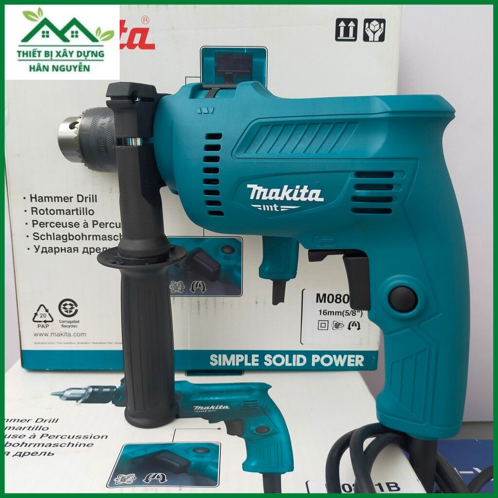 Máy khoan cầm tay Makita M0801 đầu 13mm,chuyên khoan tường,sắt,gỗ,gạch,bê tông