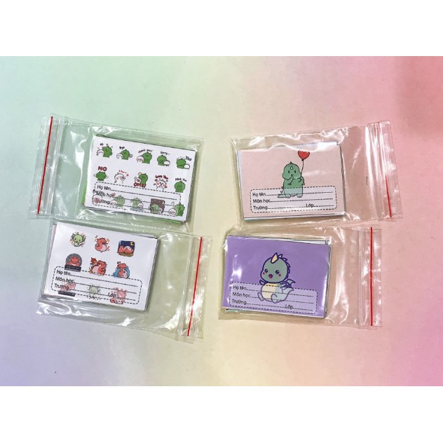 nhãn vở khủng long NV24 hoạt hình set 16 chiếc có keo dán sẵn