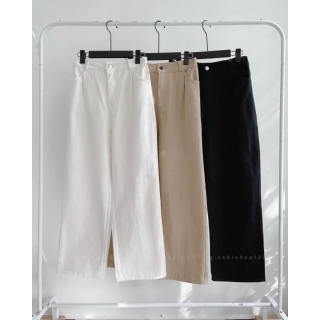 Quần suông trơn lưng cao