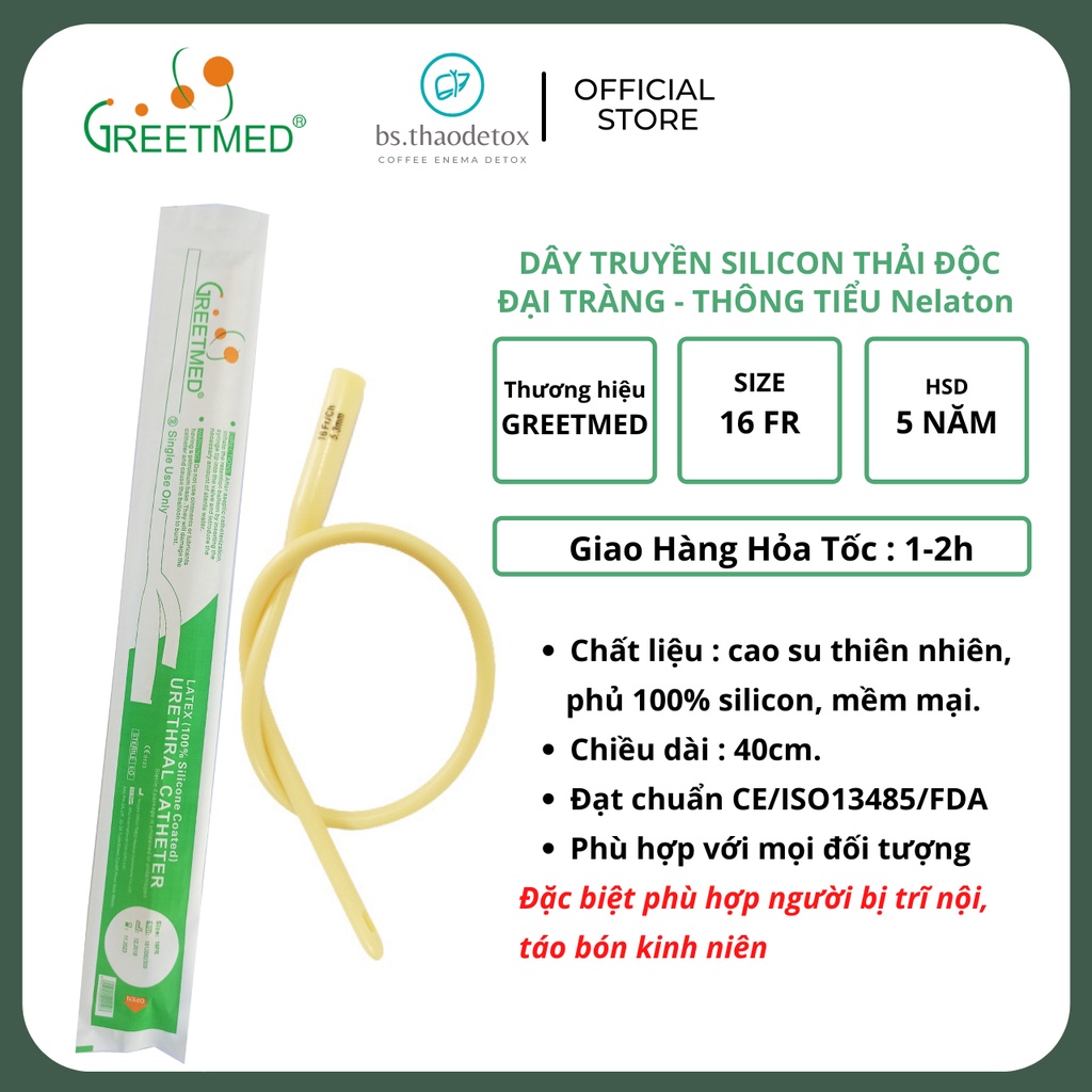 Dây Truyền Silicone Greetmed Thải Độc Đại Tràng, ống nối cafe, ống thông tiểu 1 nhánh Nelaton mềm mại