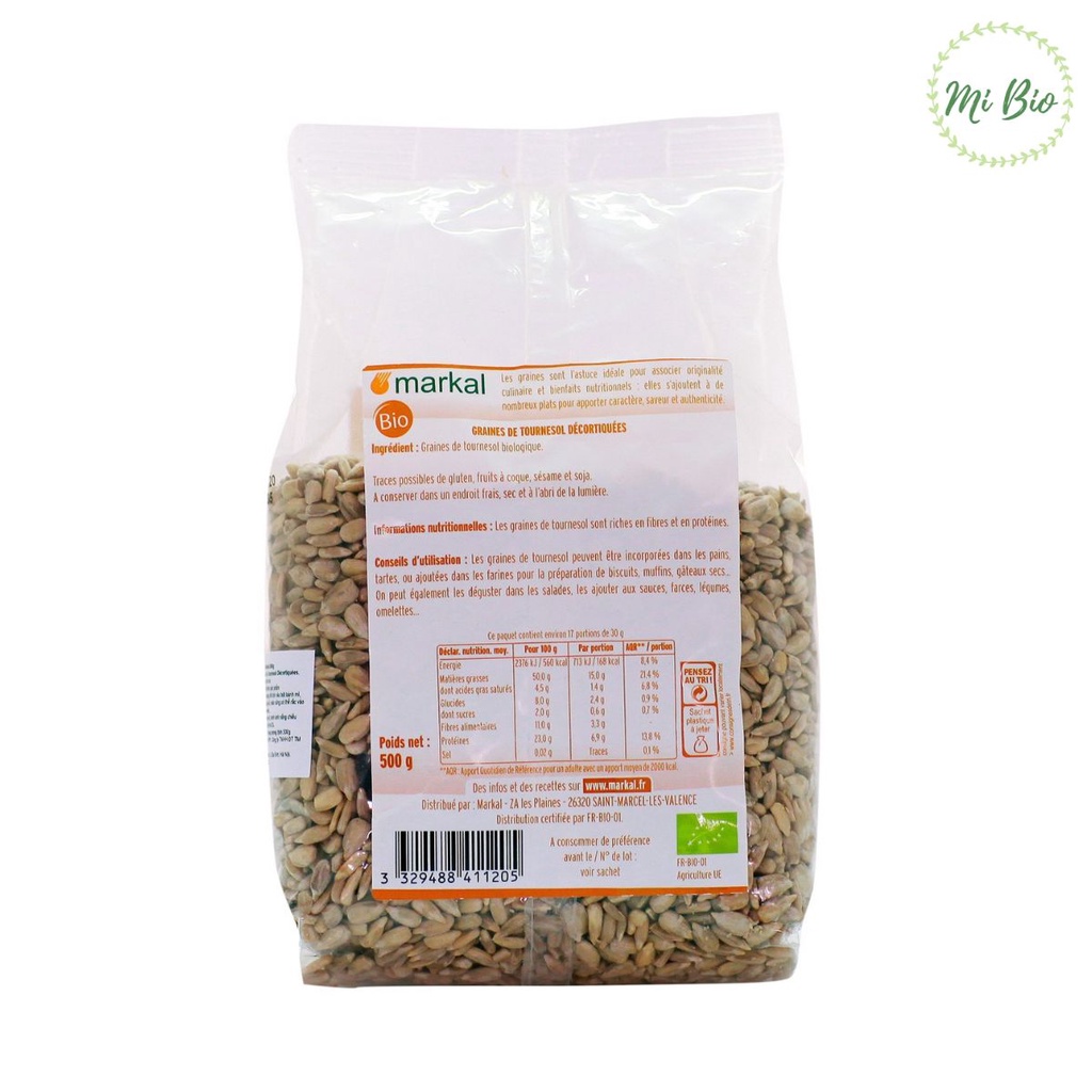 Hạt hướng dương hữu cơ đã bóc vỏ 500gr - Markal