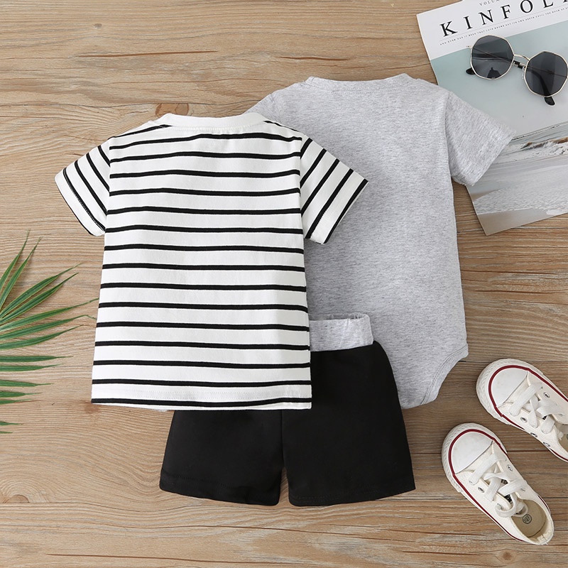 Combo bộ đồ bé trai 3-24 tháng Cotton tay ngắn áo phông bodysuit liền thân quần đùi set mùa hè thời trang cho bé trẻ em sơ sinh