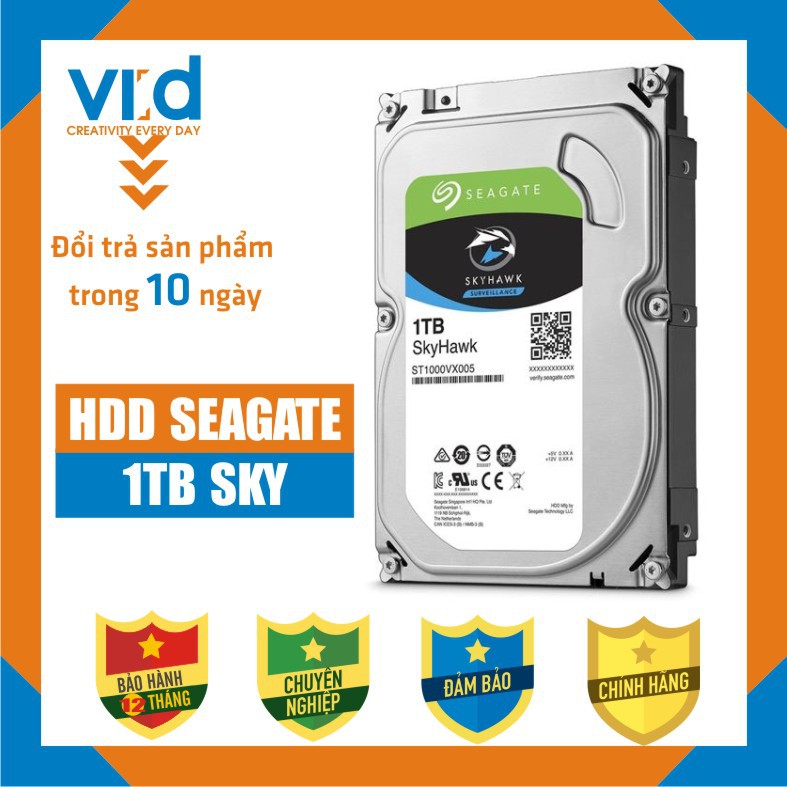 Ổ cứng HDD Seagate Skyhawk 1TB - Chuyên dụng cho hệ thống Camera và giám sát - Bảo hành chính hãng 12 tháng