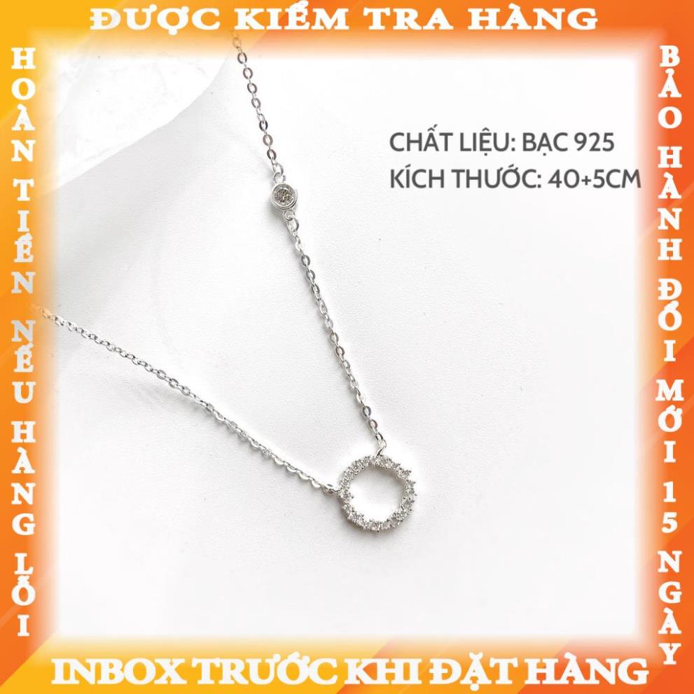 Dây chuyền nữ Huyền thoại biển xanh Miuu Silver, vòng cổ bạc mặt tròn đính đá sang trọng tranduong