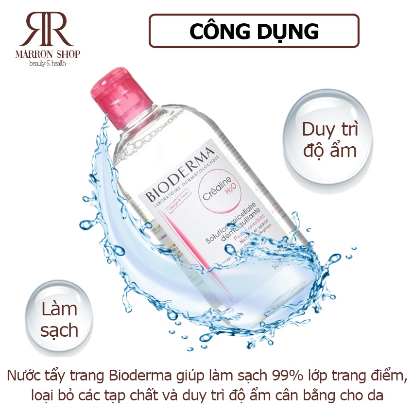 Nước tẩy trang Bioderma Micellar H20 bản mới nhất 500ml