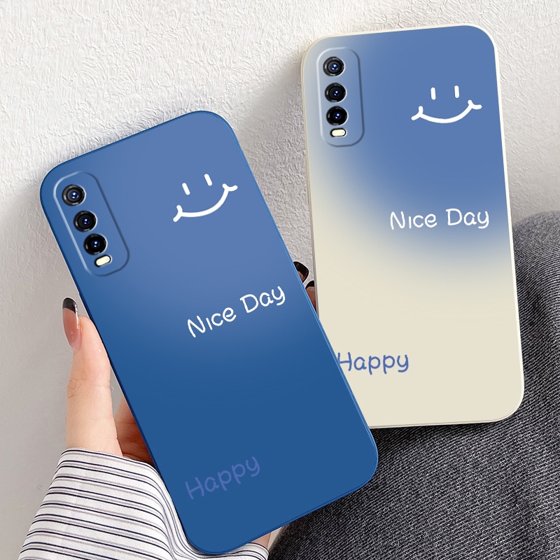 Ốp Điện Thoại silicone Mềm Siêu Mỏng Màu Tương Phản In Hình Mặt Cười Cho Vivo y20 y20s y20i y12s y12a y30 y31