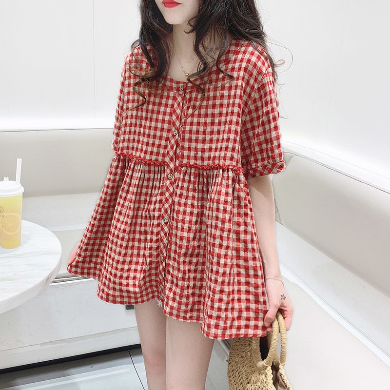 Áo Sơ Mi Cotton Lanh Tay Ngắn Phong Cách Hàn Quốc Thời Trang Mùa Hè Mới 2022 Dành Cho Nữ