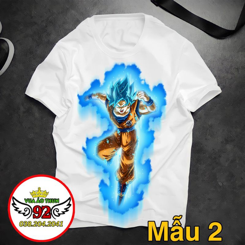 Áo Songoku Super Saiyan Blue - in thấm vào sợi vải, hình in sắc nét, không bong tróc, không phai khi giặt, nhiều mẫu