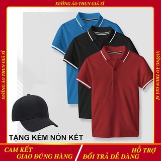 COMBO 3 Áo Polo Nam - Áo Thun Cá Sấu Mè 4 chiều Cổ Bẻ Sọc Ngang