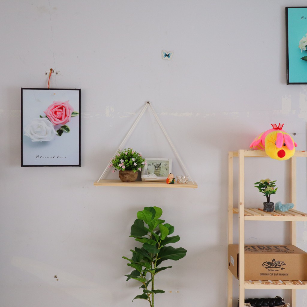 TRANG TRÍ NHÀ KỆ GỖ SIZE LỚN TREO TƯỜNG DÂY THỪNG PHONG CÁCH HÀN QUỐC 15X40 CM