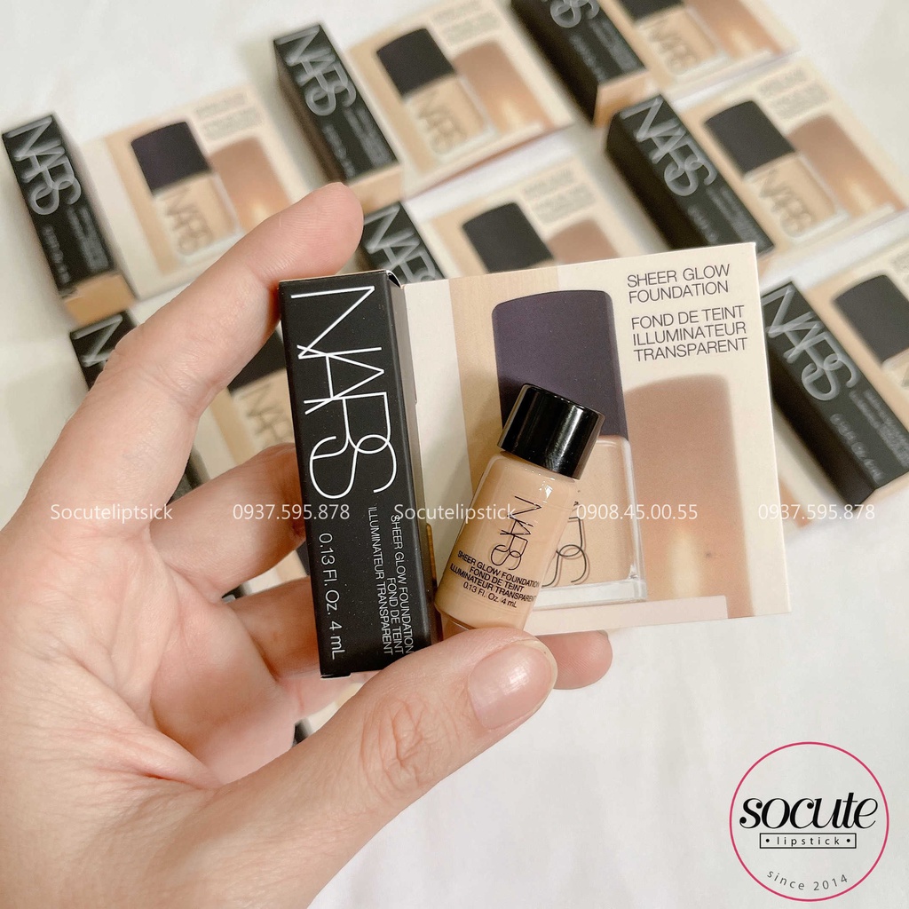 Kem nền Nars Sheer Glow Foundation mini 4ml Punjab màu Medium 1 phù hợp da Châu Á