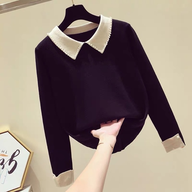 BÁN SỈ ÁO LEN PHỐI CỔ ĐINH HẠT CHO NỮ | BigBuy360 - bigbuy360.vn