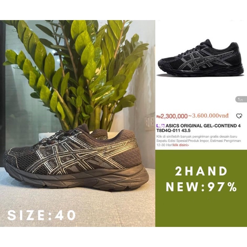 (Giày 2hand) Asics Gel-Contend 4 Black/Silver T8D4Q-011 size 40 -Giày cũ chính hãng