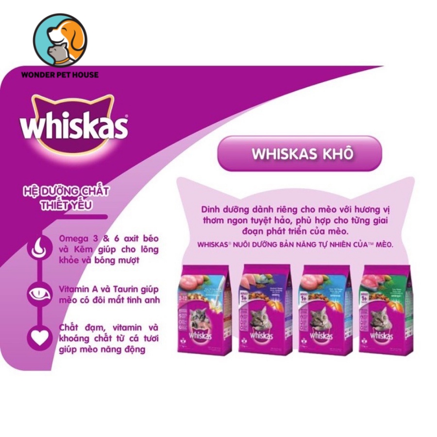 Hạt khô cho mèo con và mèo mẹ Whiskas gói 450gr thơm ngon bổ dưỡng siêu tiết kiệm